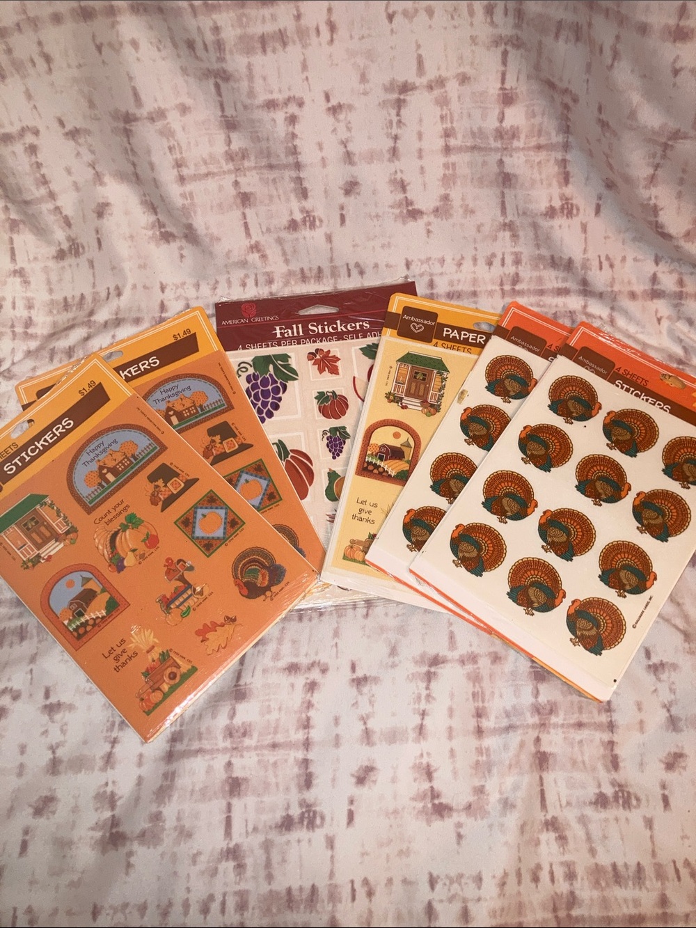 1990s Ambassador Hallmark/ AG Thanksgiving/ Fall 6 Sticker Packages
